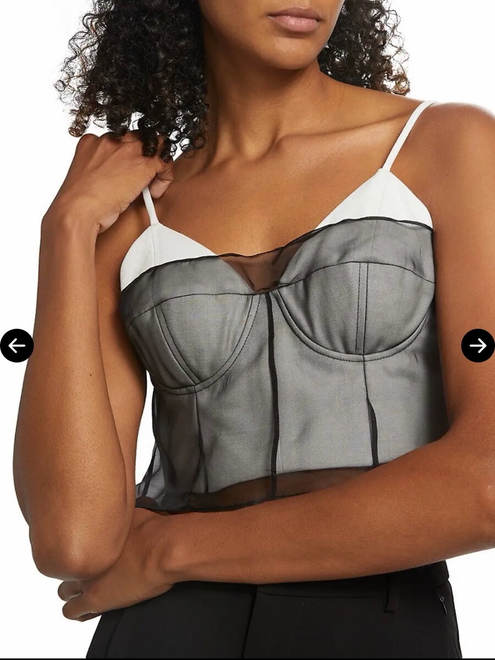 Rosie Assoulin sheer right through Black and White Sheer Mesh Bustier